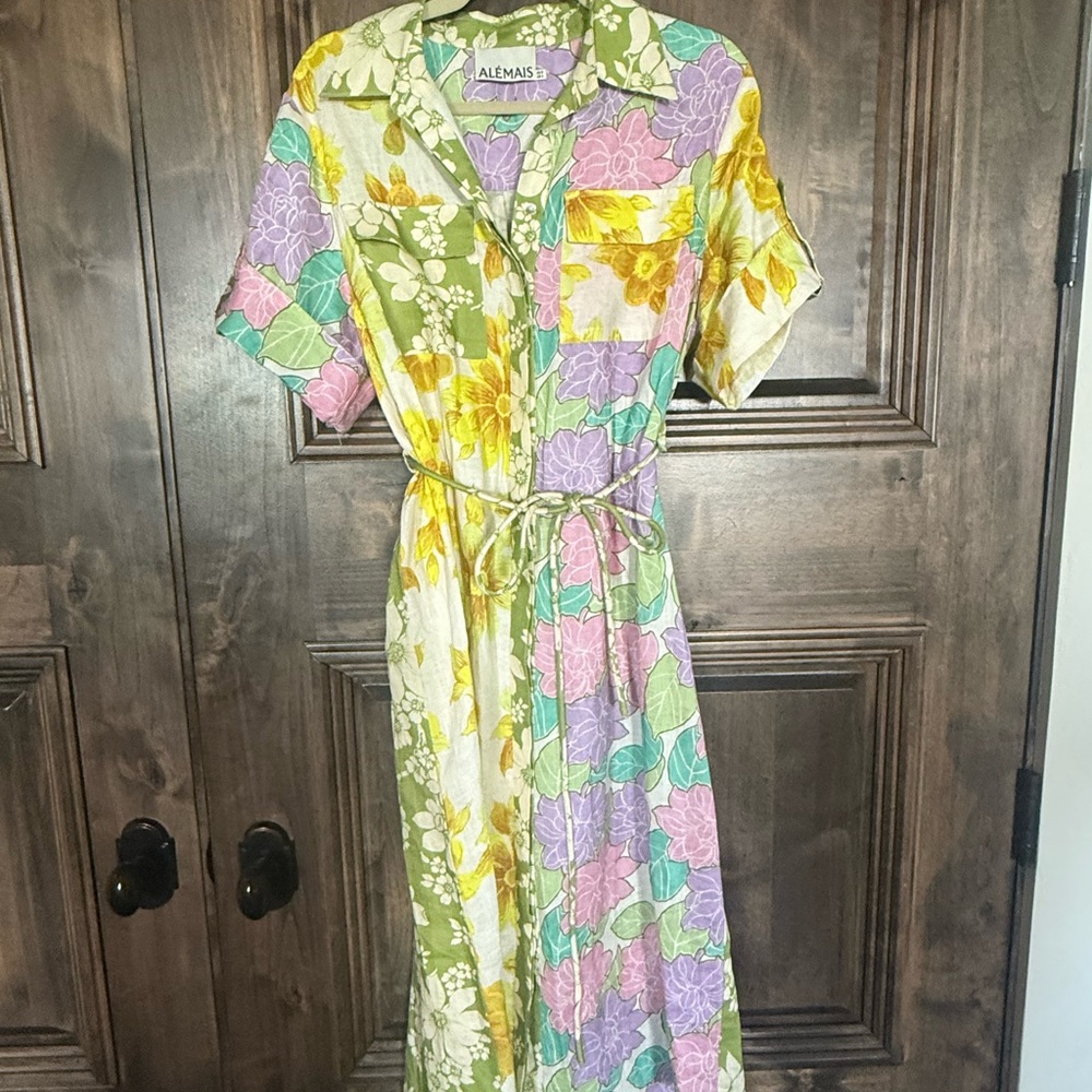 Alemais Elora Patchwork Linen Shirtdress